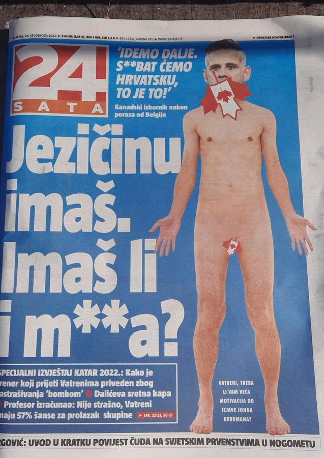 Обложка хорватского таблоида 24SATA