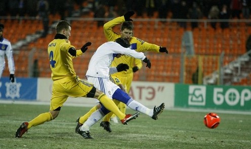 ЛЕ-2010/2011. БАТЭ - Динамо Киев - 1:4. Гол забивает Вукоевич. Фото - Reuters