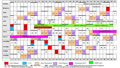 Проект календаря чемпионата Беларуси-2012 от АБФФ.