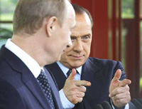 Владимир Путин и Сильвио Берлускони